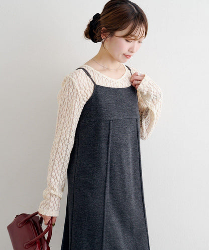 B 針織風格衛衣吊帶連衣裙