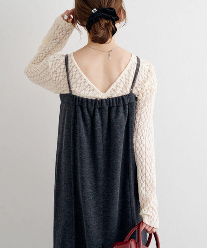 B 針織風格衛衣吊帶連衣裙