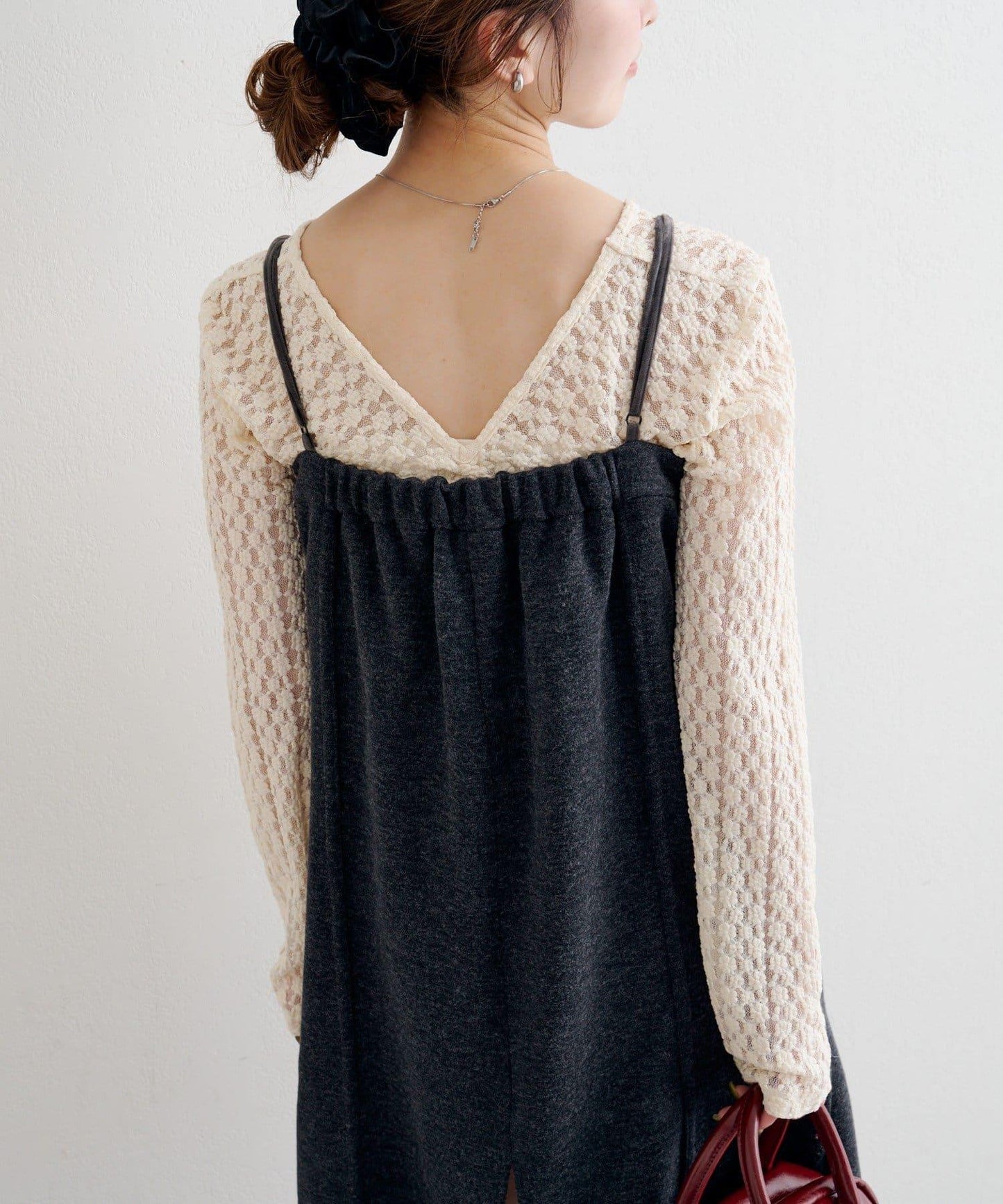 B 針織風格衛衣吊帶連衣裙