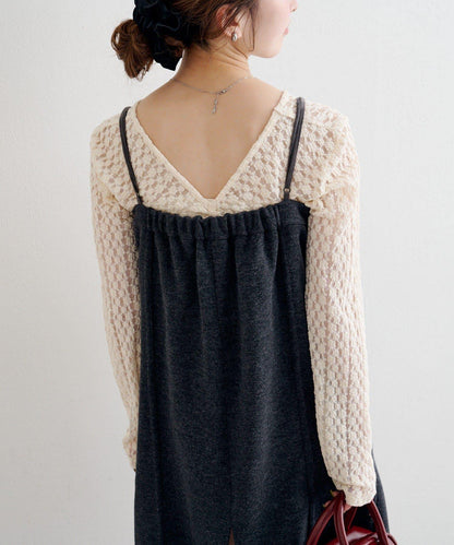 B 針織風格衛衣吊帶連衣裙