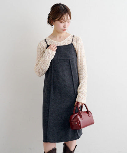 B 針織風格衛衣吊帶連衣裙