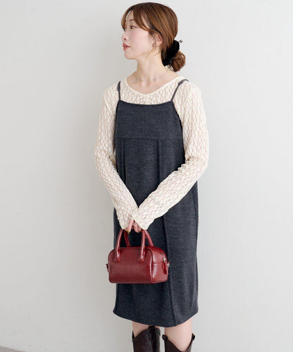 B 針織風格衛衣吊帶連衣裙
