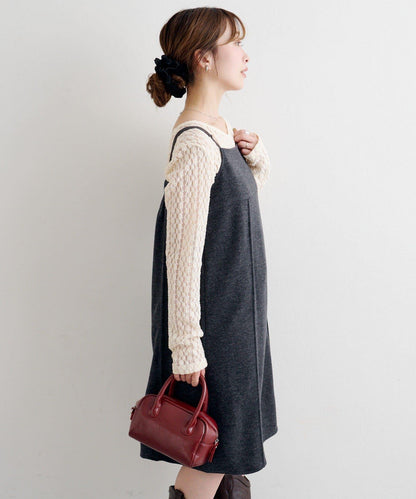 B 針織風格衛衣吊帶連衣裙