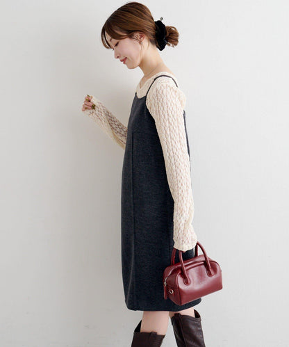 B 針織風格衛衣吊帶連衣裙