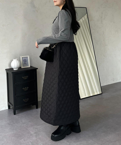 拼接絎縫喇叭連衣裙