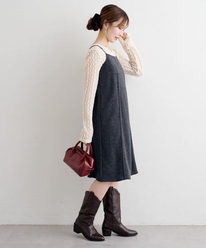 B 針織風格衛衣吊帶連衣裙