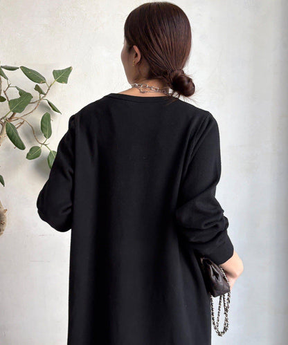 異材質拼接針織連衣裙