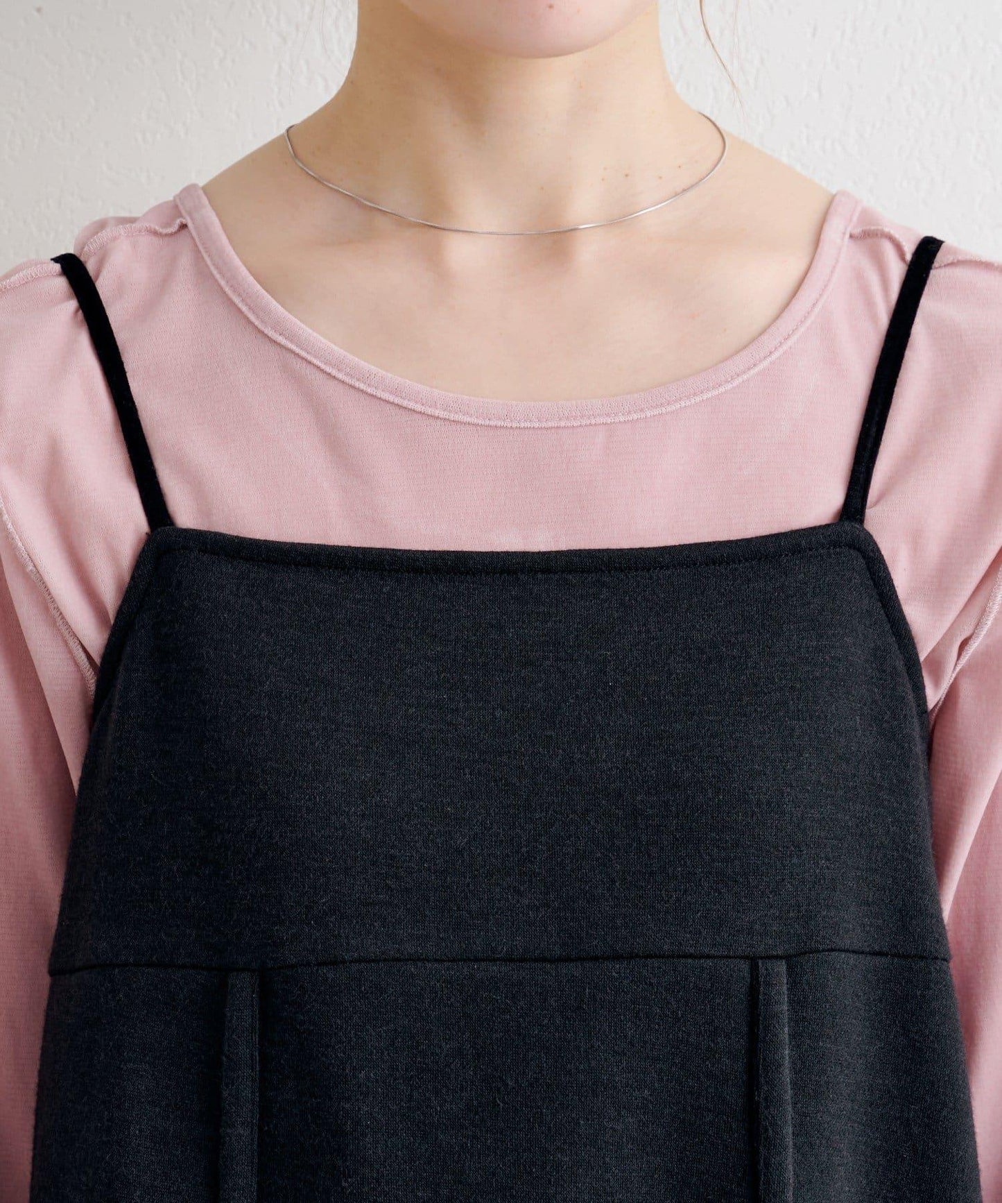 B 針織風格衛衣吊帶連衣裙