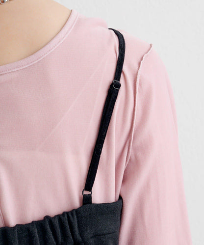 B 針織風格衛衣吊帶連衣裙