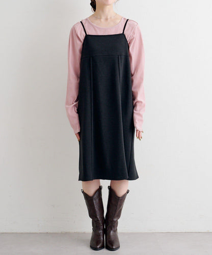 B 針織風格衛衣吊帶連衣裙