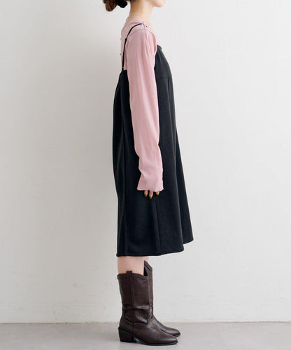 B 針織風格衛衣吊帶連衣裙