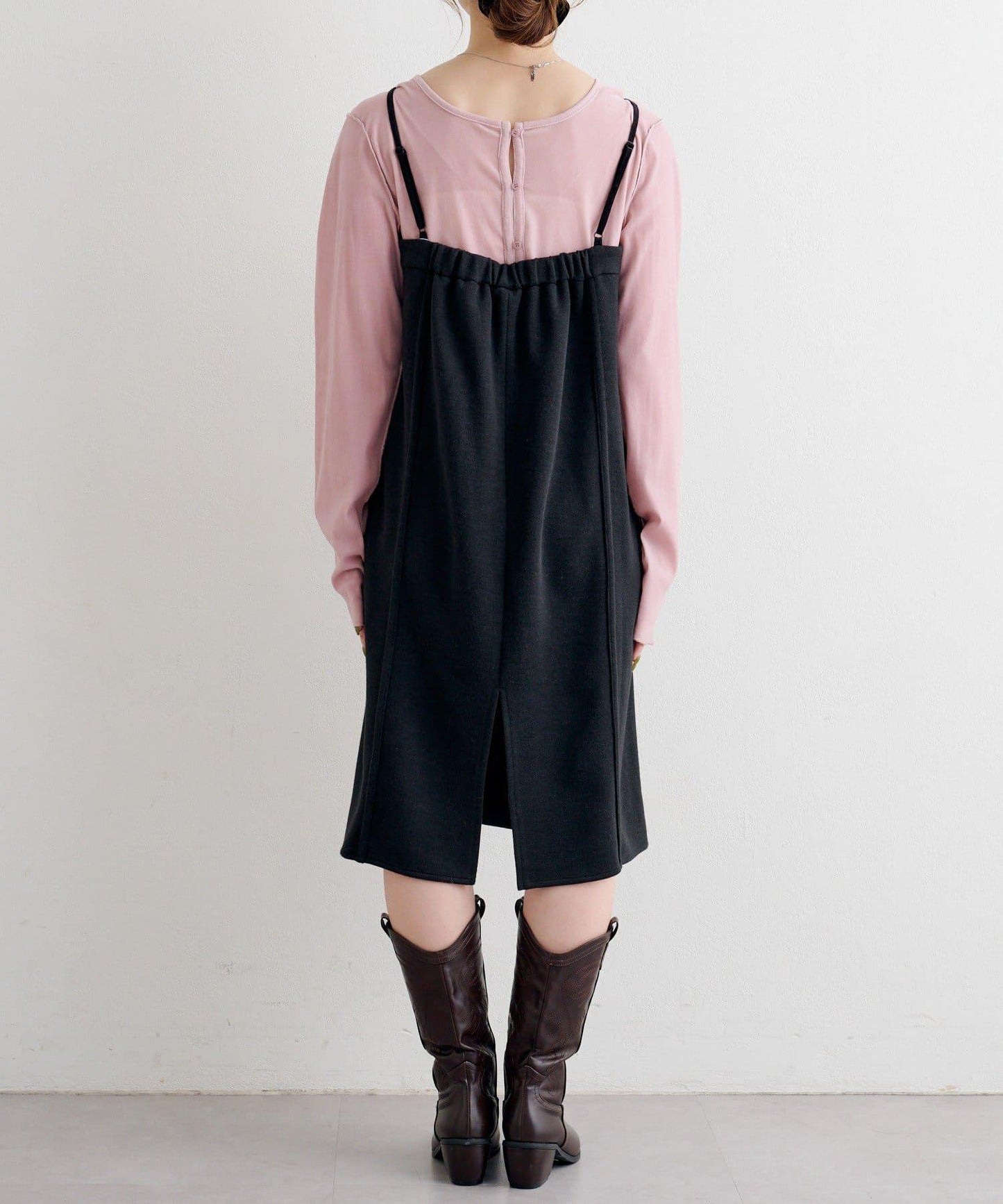 B 針織風格衛衣吊帶連衣裙