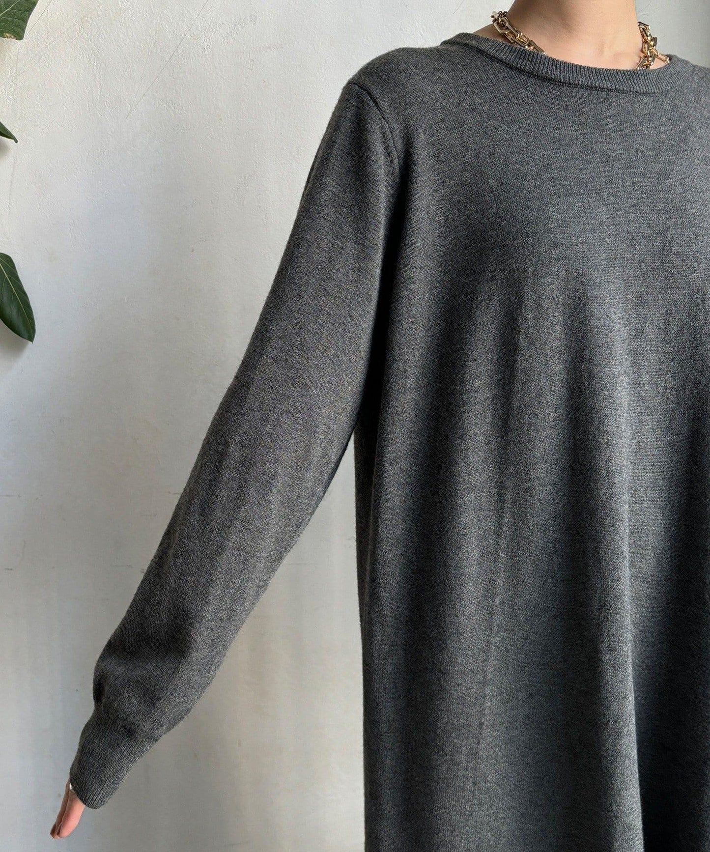 異材質拼接針織連衣裙