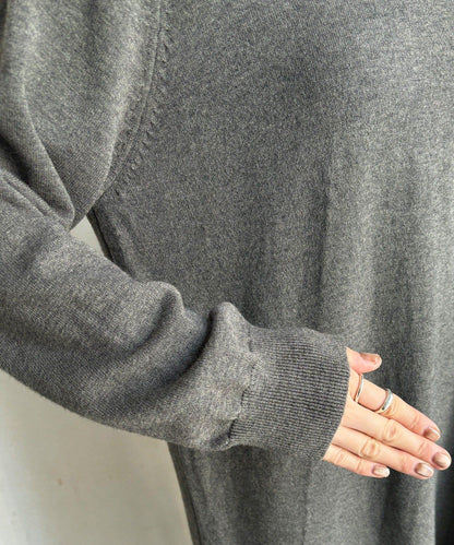 異材質拼接針織連衣裙