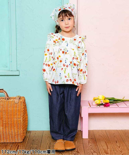 蝴蝶結裝飾牛仔長褲 10分丈