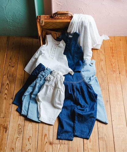 蝴蝶結裝飾牛仔長褲 10分丈