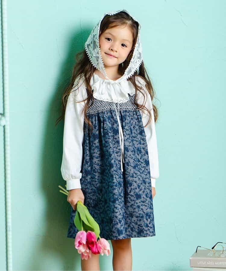 小花圖案煙管連衣裙