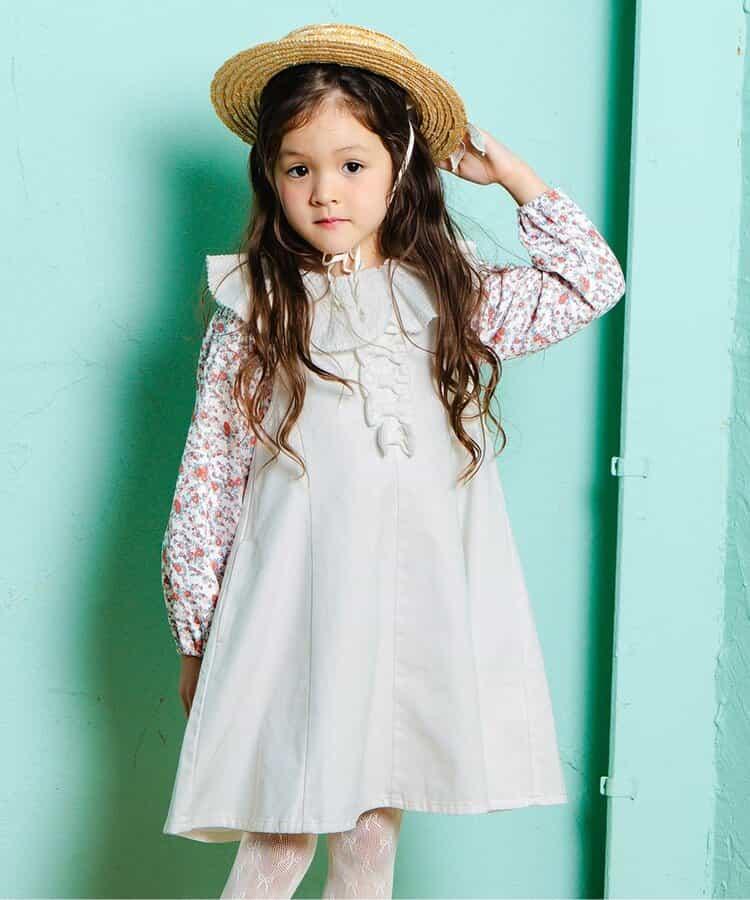 蝴蝶結裝飾牛仔吊帶連衣裙