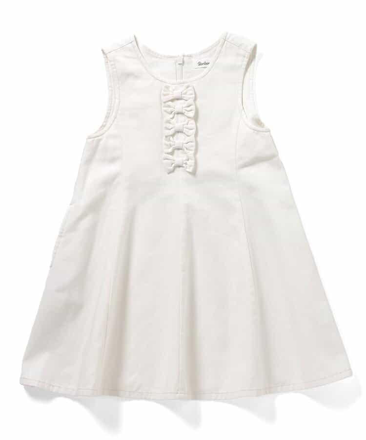 蝴蝶結裝飾牛仔吊帶連衣裙