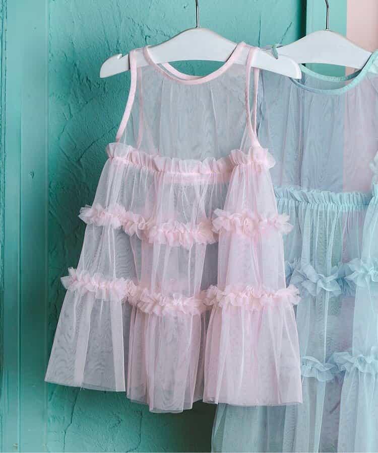 層疊薄紗蝴蝶結連衣裙