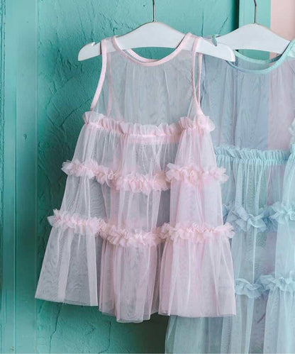 層疊薄紗蝴蝶結連衣裙