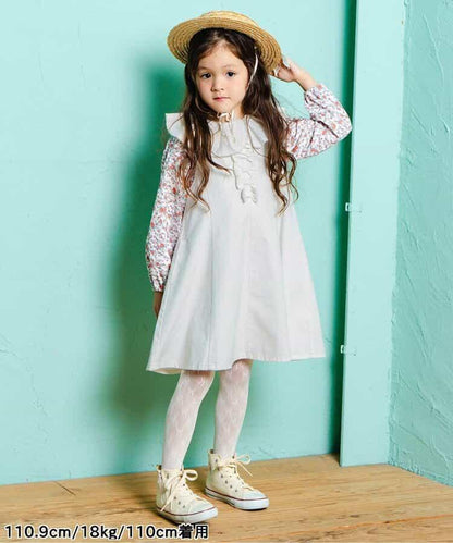 蝴蝶結裝飾牛仔吊帶連衣裙