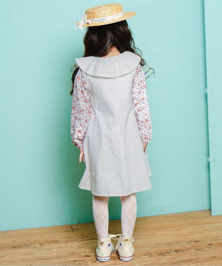 蝴蝶結裝飾牛仔吊帶連衣裙