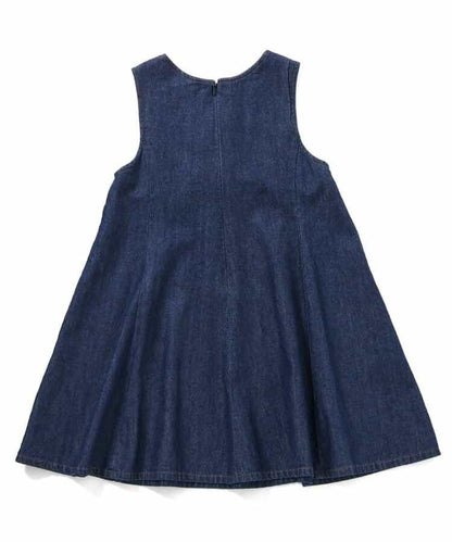 蝴蝶結裝飾牛仔吊帶連衣裙