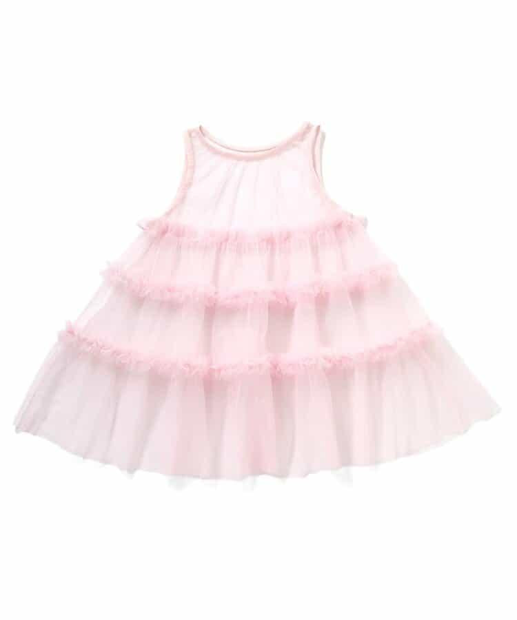 層疊薄紗蝴蝶結連衣裙