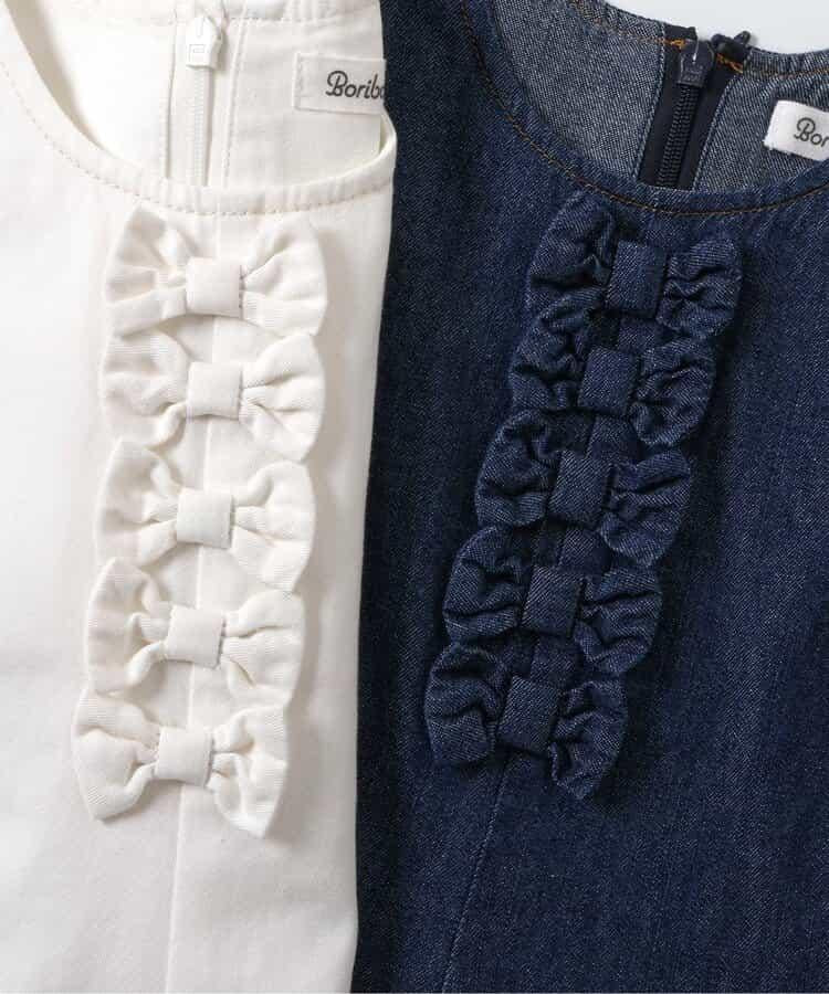 蝴蝶結裝飾牛仔吊帶連衣裙