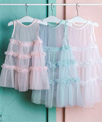 層疊薄紗蝴蝶結連衣裙