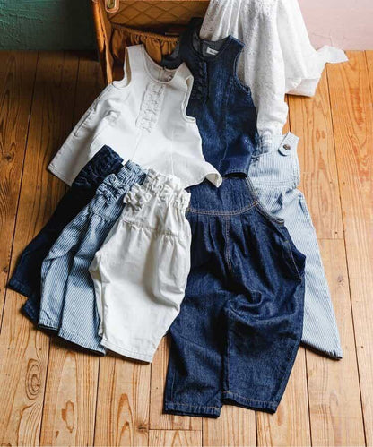 蝴蝶結裝飾牛仔吊帶連衣裙