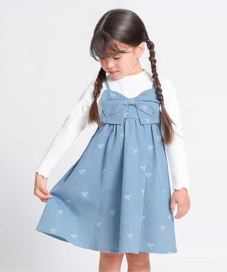 拼接蝴蝶結連衣裙