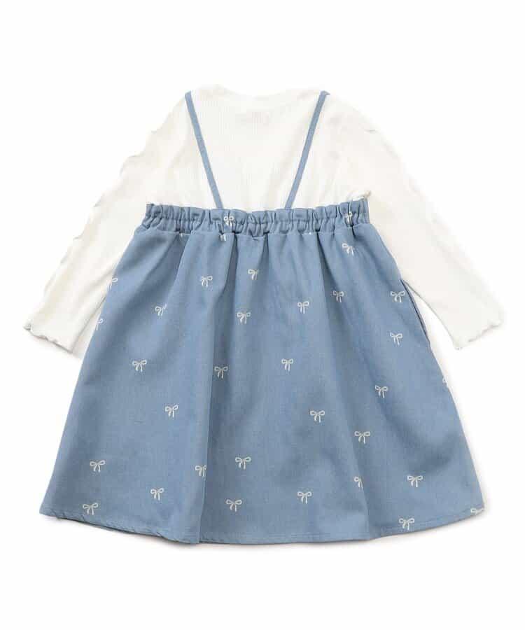 拼接蝴蝶結連衣裙