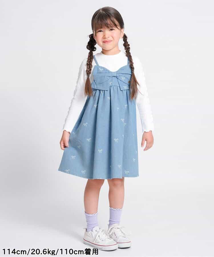 拼接蝴蝶結連衣裙