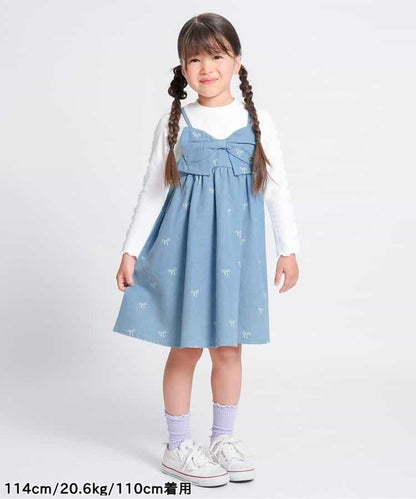 拼接蝴蝶結連衣裙