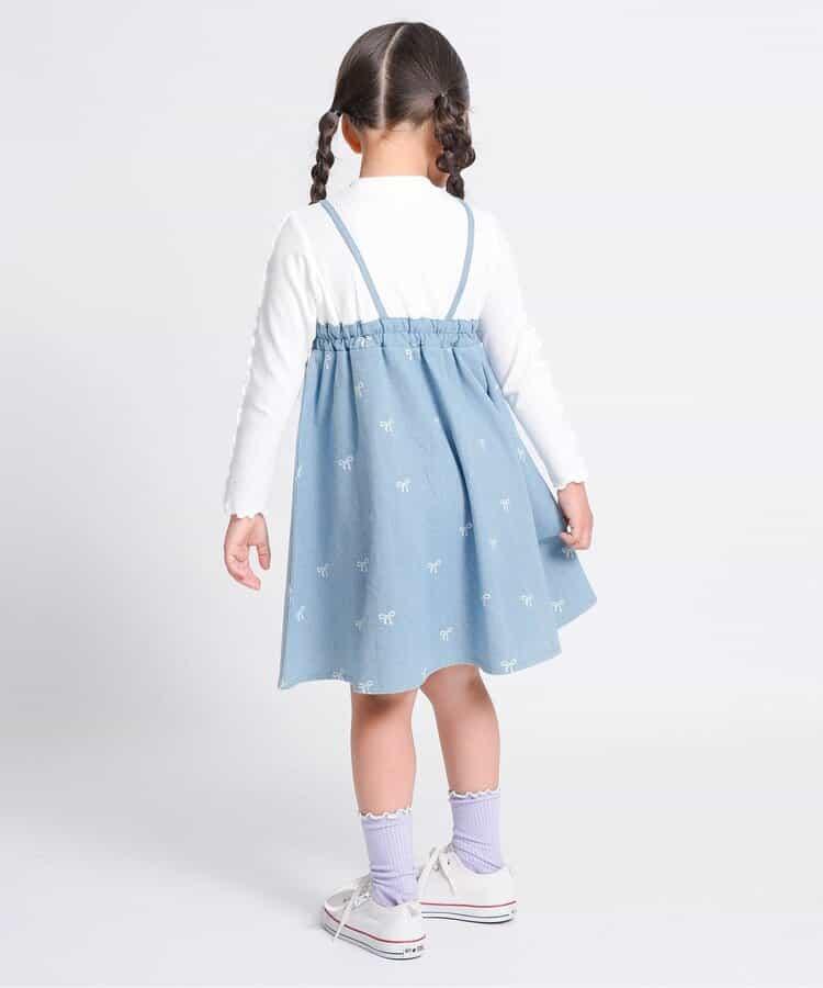 拼接蝴蝶結連衣裙