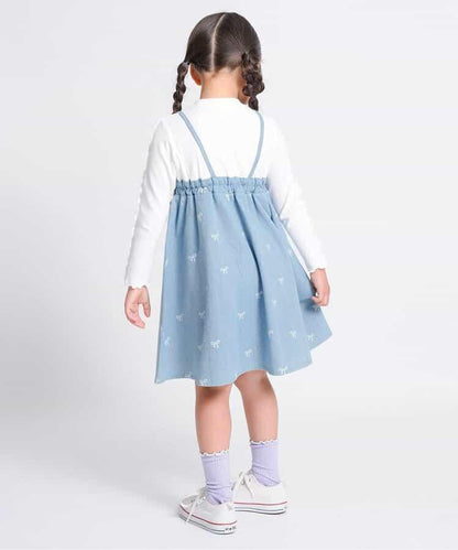 拼接蝴蝶結連衣裙