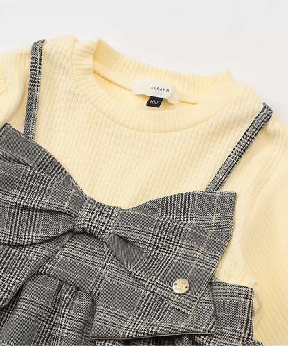 拼接蝴蝶結連衣裙