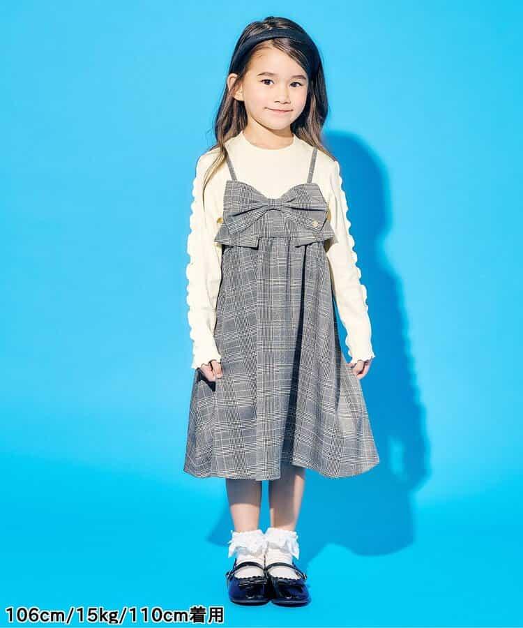 拼接蝴蝶結連衣裙