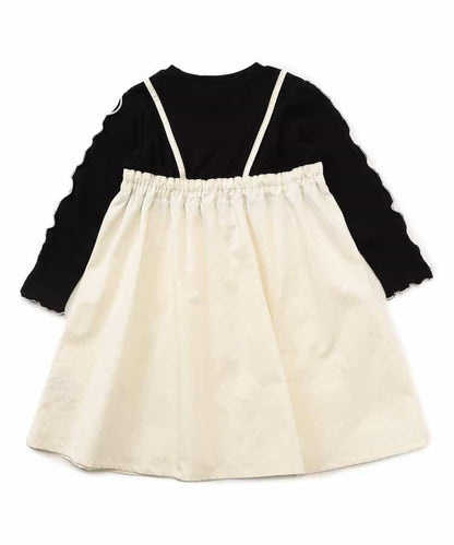 拼接蝴蝶結連衣裙