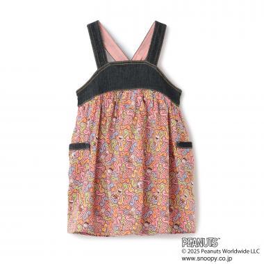 《PEANUTS》牛仔拼接揹帶裙