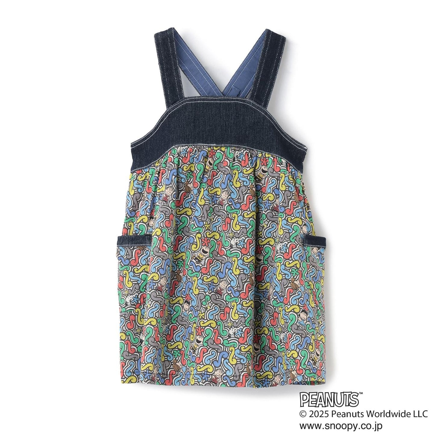 《PEANUTS》牛仔拼接揹帶裙