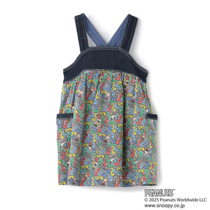 《PEANUTS》牛仔拼接揹帶裙