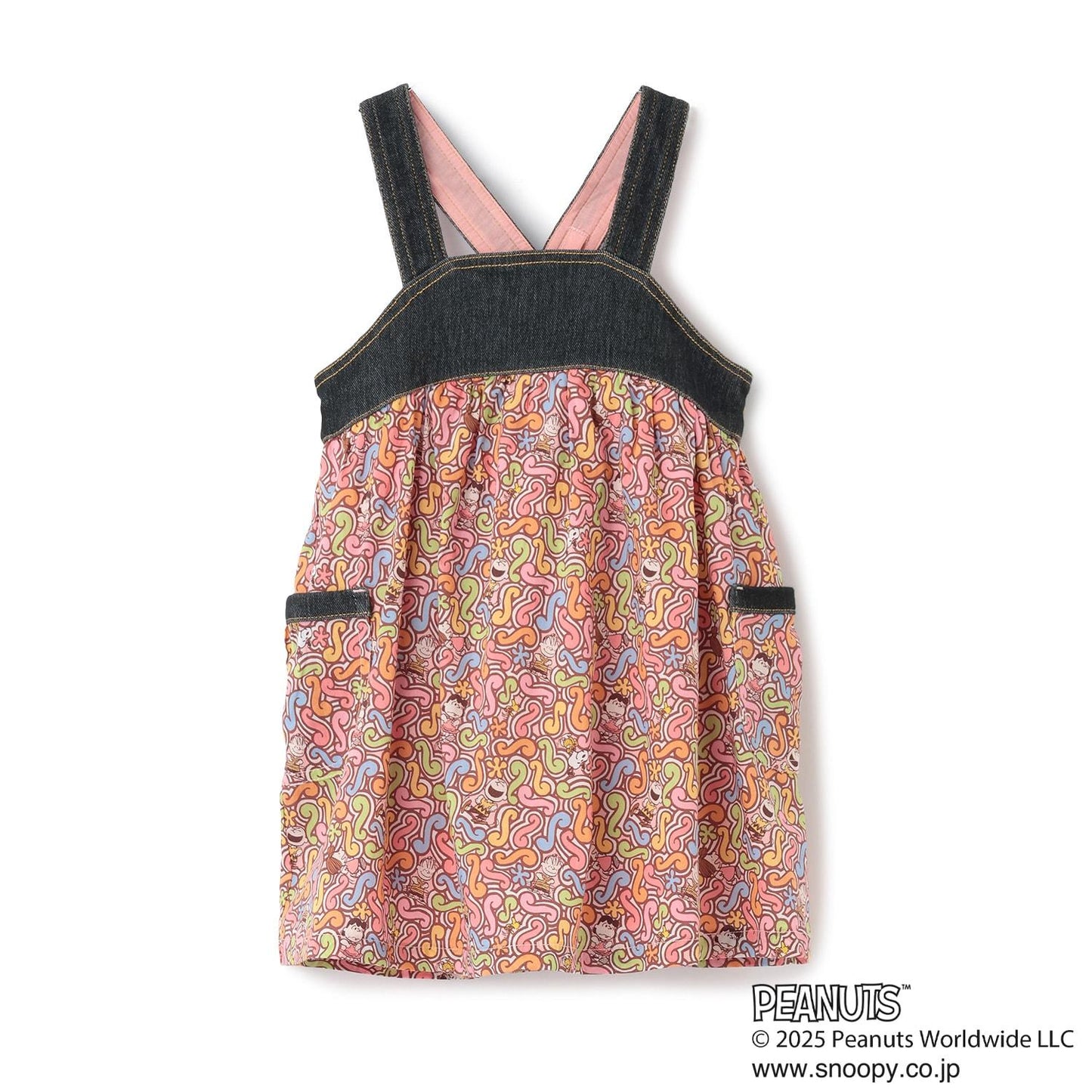 《PEANUTS》牛仔拼接揹帶裙