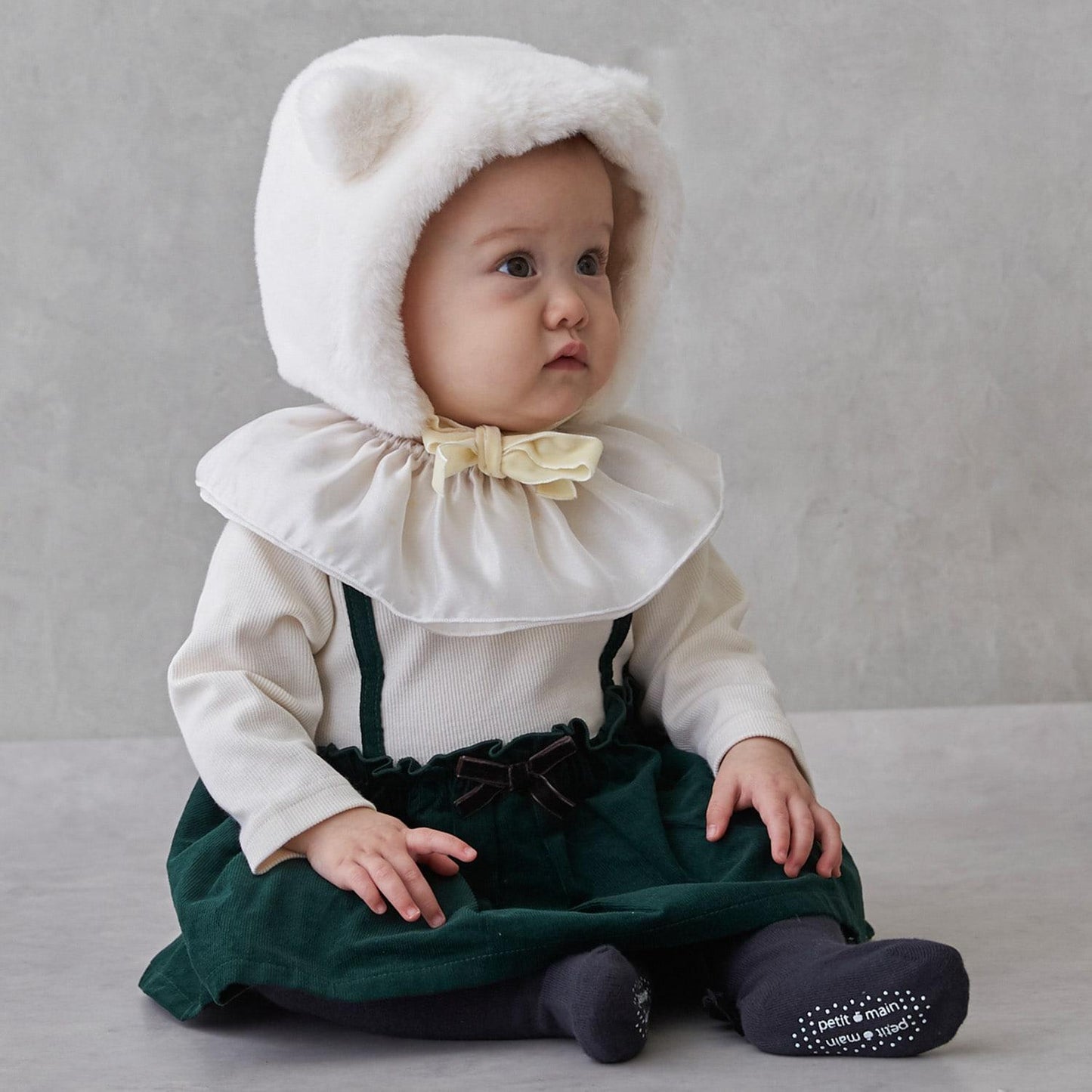 帶荷葉邊領格紋連體衣