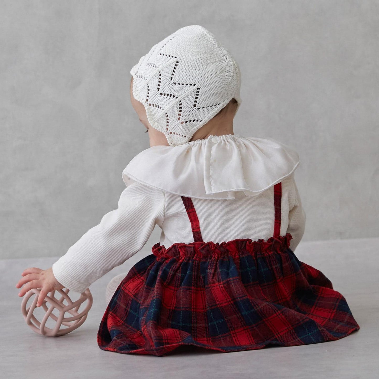 帶荷葉邊領格紋連體衣