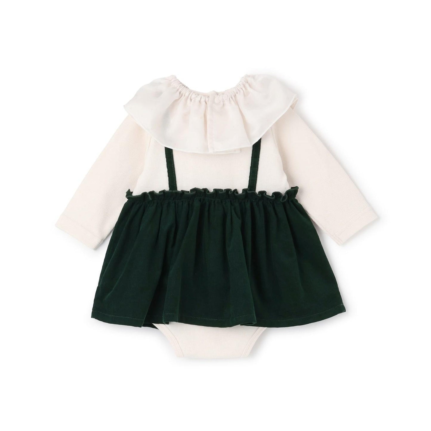 帶荷葉邊領格紋連體衣