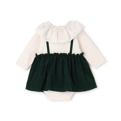 帶荷葉邊領格紋連體衣