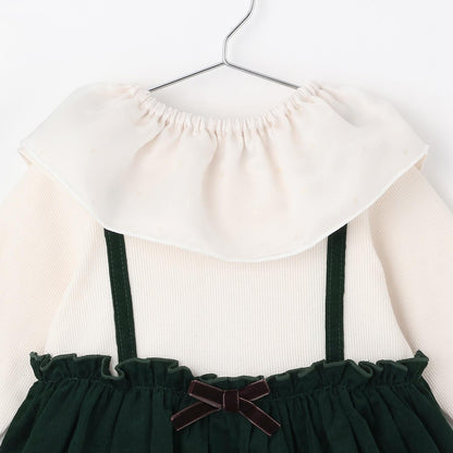 帶荷葉邊領格紋連體衣